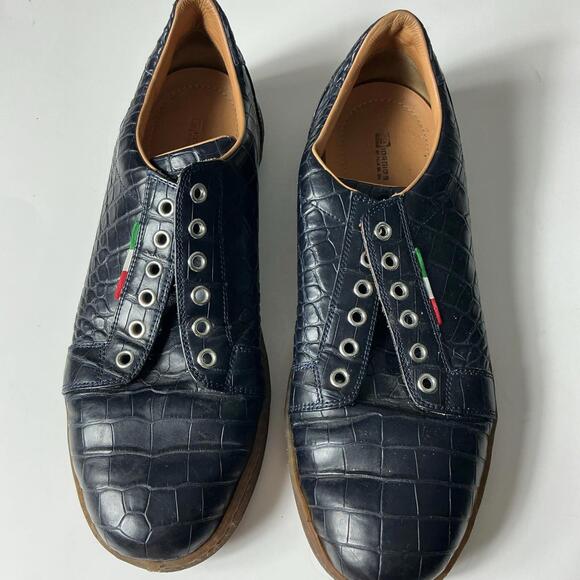 Giorgio's of Palm Beach Navy Blue Crocodile Lace Up Sneakers Sz 10
